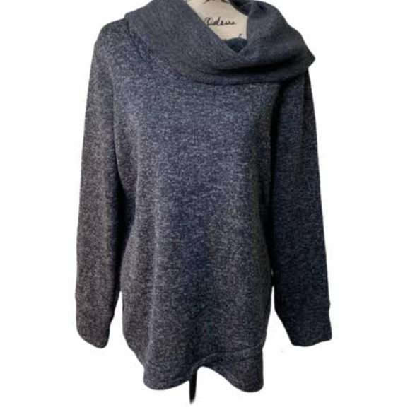 Ideology Sweaters - Ideology Womens Gray Fleece Cowl Neck Pullover Top Size XXL